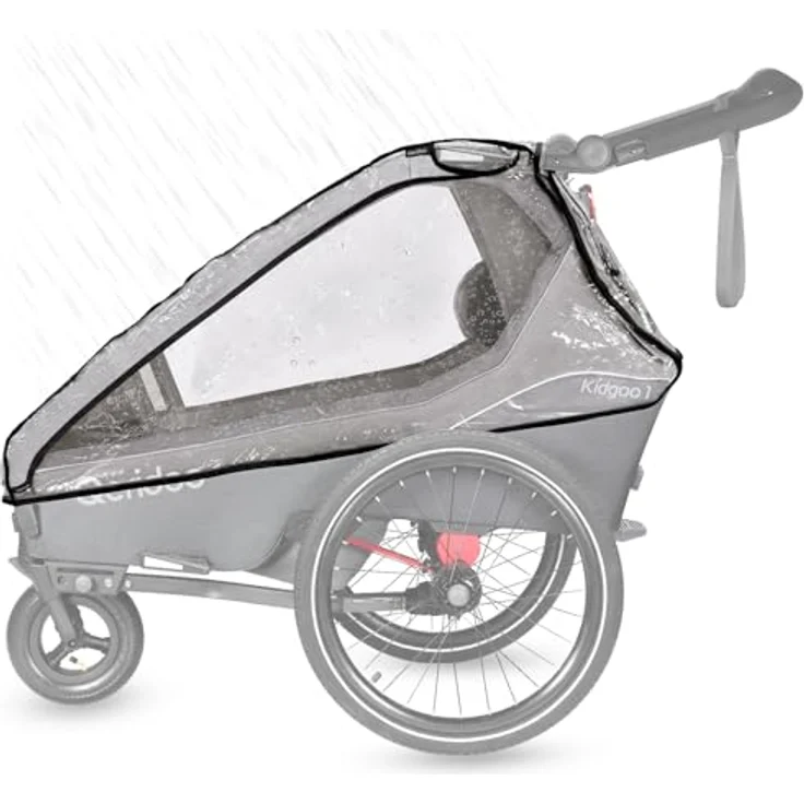 Qeridoo Kinderwagen-Regenschutzhülle Kidgoo 1, Regenschutz Regenverdeck für Qeridoo Fahrradanhänger Kidgoo 1, transparente Folie mit Belüftungslöchern, Polyethylen, passend für Qeridoo Kidgoo 1 – Bild 1