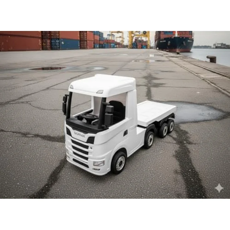 ES-TOYS Lizenzierter SCANIA R Series Kinder-Elektro-LKW, 4-Motoren, 2x12V Akku, 2.4G, EVA-Reifen, Ledersitz schwarz – Bild 7