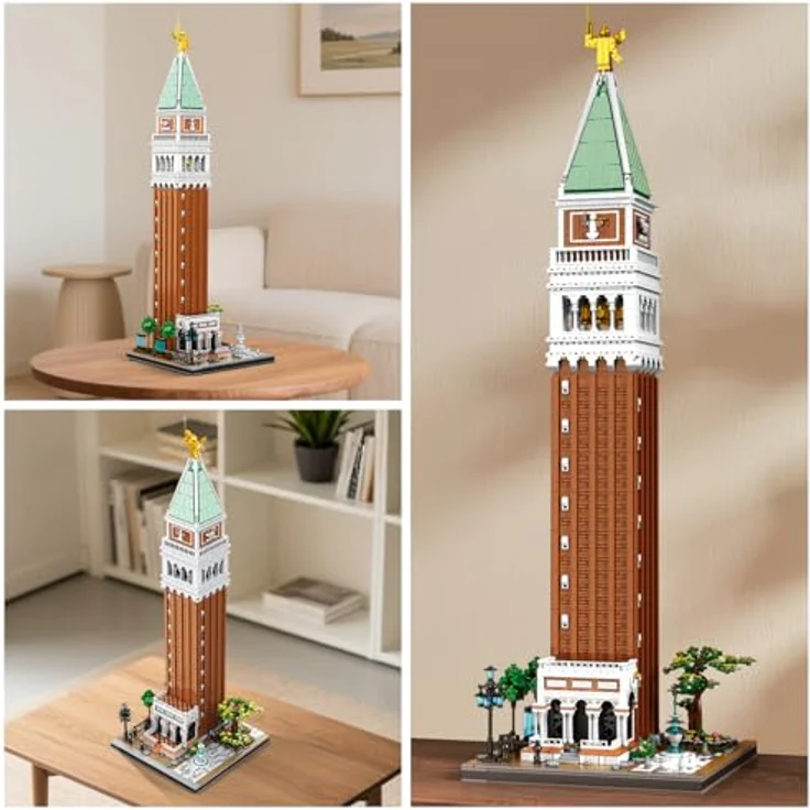 Reobrix YS-55013 Venedig Wahrzeichen Turm San Marco Campanile Modellset, 98 cm hoch, kreatives Klemmbausteinspielzeug für Erwachsene und Jugendliche ab 14 Jahren – Bild 3