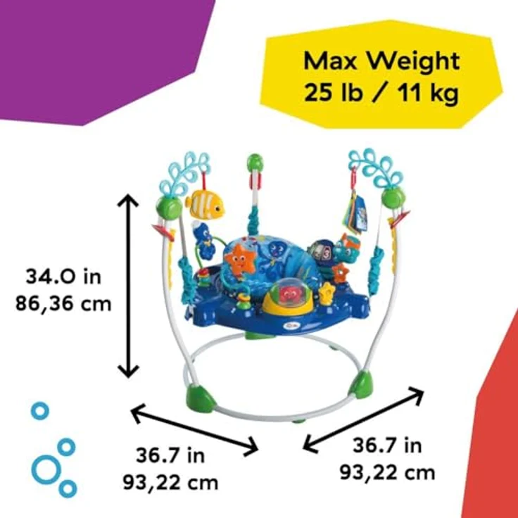 Baby Einstein, Neptune's Ocean Discovery Spring- und Spielcenter mit abnehmbare Spielzeuge, 360° drehba Hopser, Höhenverstellbar, Spricht 3 Sprachen, Babyspielzeug ab 6 Monaten – Bild 8