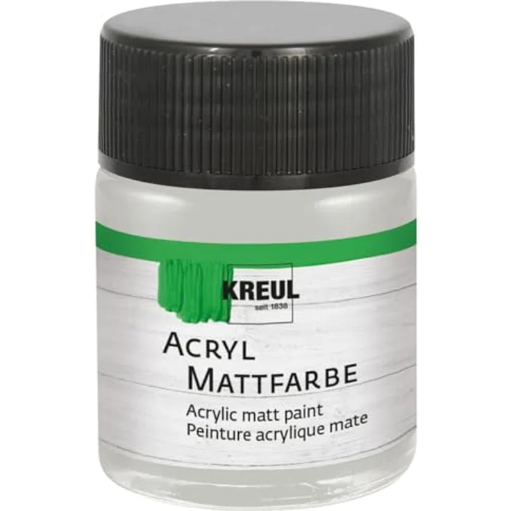 KREUL 75537 Acryl Mattfarbe, silber, 50 ml, schnelltrocknend, wasserbasiert, für viele Untergründe geeignet – Bild 1