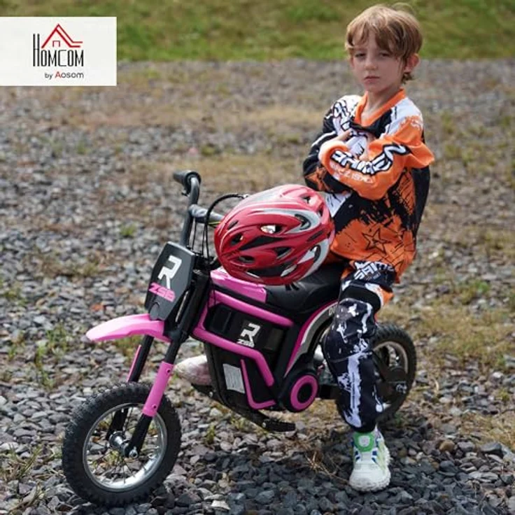 HOMCOM Elektro Motorrad für Kinder, 24V 350W Motor, 8-16 KMH, 12 Zoll Luftreifen, Musikfunktion, Farbe Rosa, geeignet für 8-12 Jahre – Bild 2