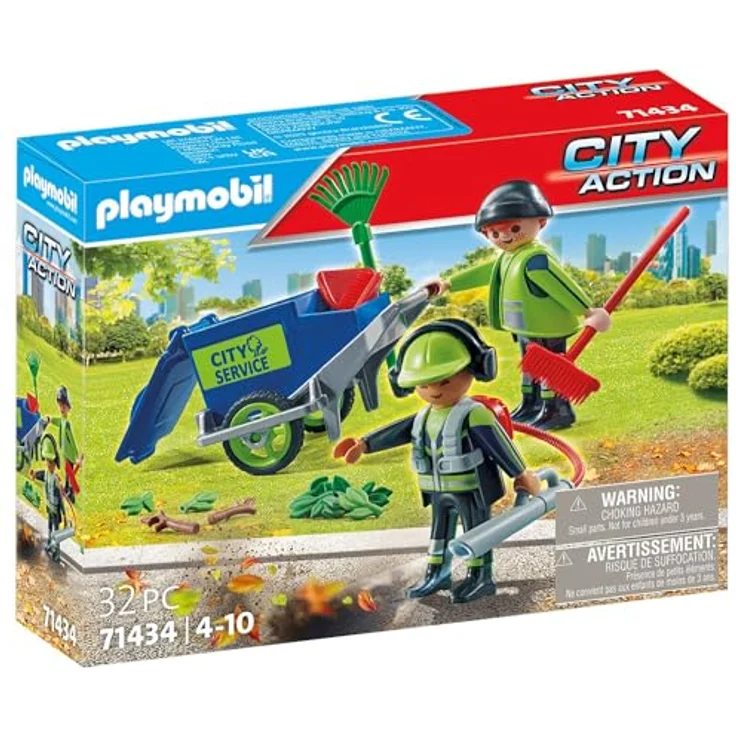 PLAYMOBIL 71434 Stadtreinigungsteam Spielset, Mehrfarbig mit Rechen, Besen und Laubbläser für Kinder ab 4 Jahren – Bild 2