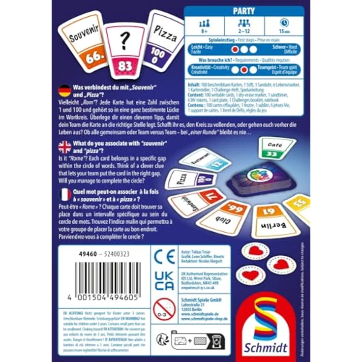 Schmidt Spiele 49460 One Round, kooperatives Kartenspiel für 2-12 Spieler, ab 8 Jahren, schnelle Assoziationsrunden – Bild 2