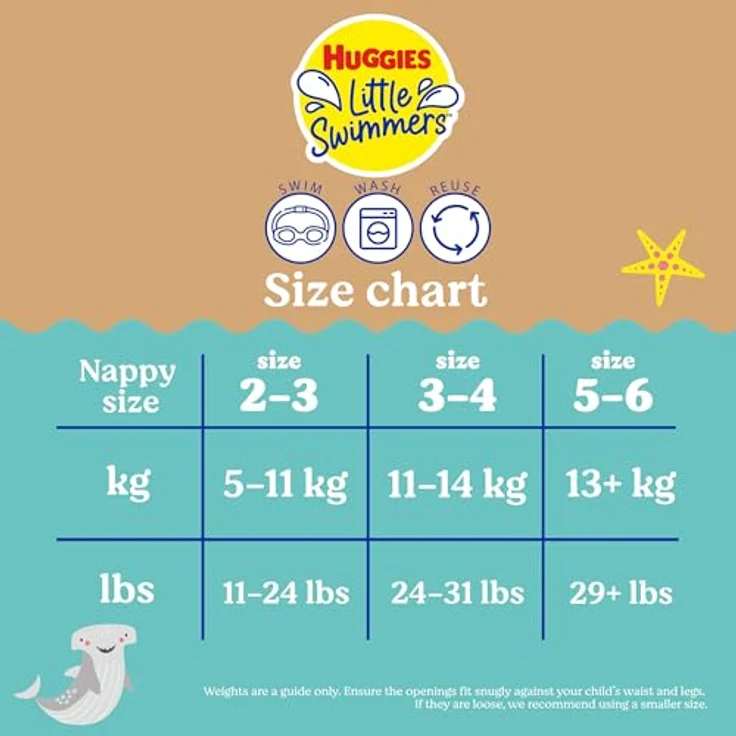 HUGGIES Little Swimmers Wiederverwendbare Schwimmwindel Größe 5-6 Unter Wasser, Nylon/Elasthan beschichtet, 13+ kg, Blau – Bild 6
