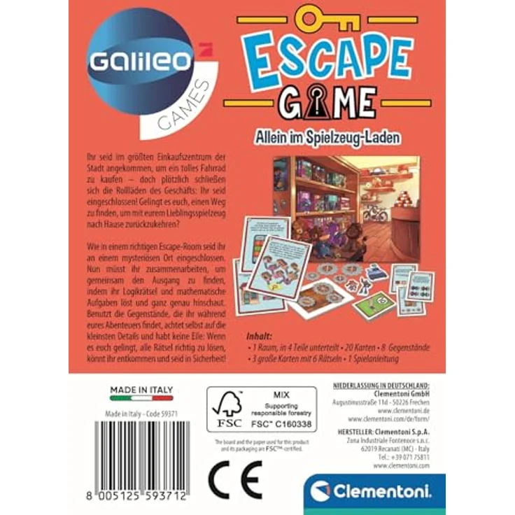 Clementoni Galileo Escape Game - Allein im Spielzeug-Laden - Escape Spiel für Kinder ab 8 Jahren - Gesellschaftsspiel & Familienspiel 59371 – Bild 3
