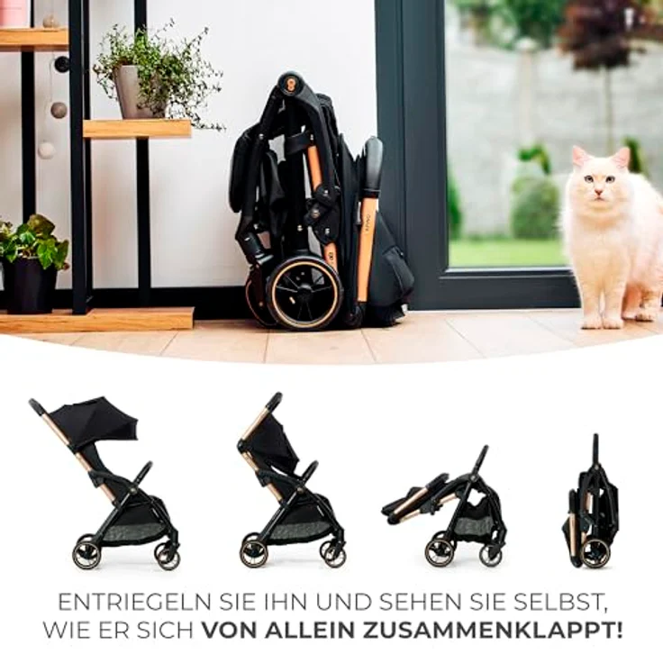 kk Kinderkraft APINO Buggy bis 22 kg, Liegebuggy, Leicht - 7,5kg, Automatisches zusammenklappen, Verstellbare Rückenlehne bis zur Liegeposition, ideal für Reisen, Grau – Bild 2