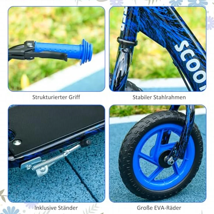 AIYAPLAY Kinderroller Scooter Tretroller mit verstellbarem Lenker, großen Rädern, Handbremse, 11,8 Zoll Cityroller für 6-12 Jahre, Stahl Blau – Bild 5