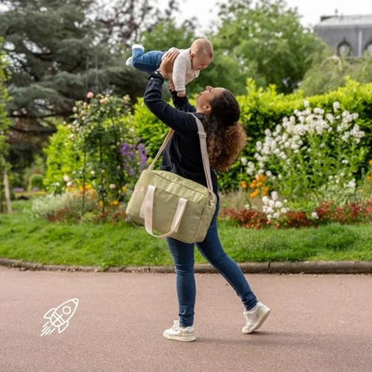 Badabulle Wickeltasche Bowling Olive - Großes Fassungsvermögen von 20L, inklusive Wickelauflage – Bild 2