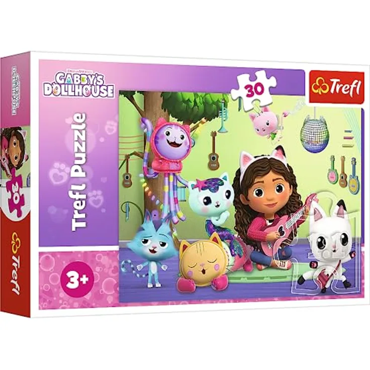 Trefl Puzzle 30 - Gabby's Dollhouse, 30 Teile mit Märchenfiguren und Musikinstrumenten, 270 x 200 mm