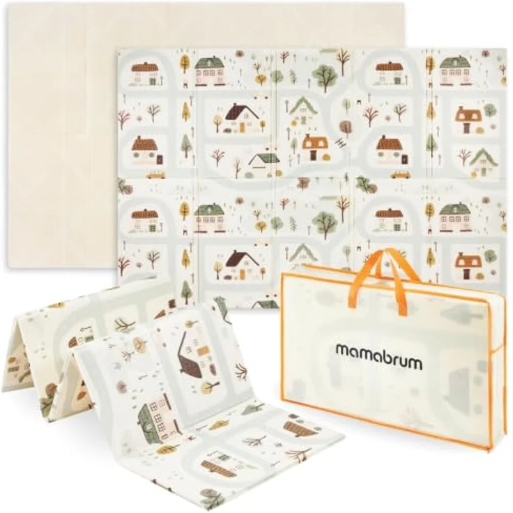 Mamabrum Baby Krabbel Matte, 200 x 180 x 1.0 cm, ungiftige Wasserdichte Schaumstoffspielmatte, rutschfest, faltbar und tragbar – Bild 1