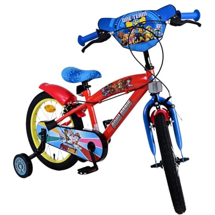 Volare Kinderfahrrad Paw Patrol - Jungen - 16 Zoll - Rot - Zwei Handbremsen, geschlossener Kettenkasten, Luftbereifung, Klingel, Stützräder – Bild 2