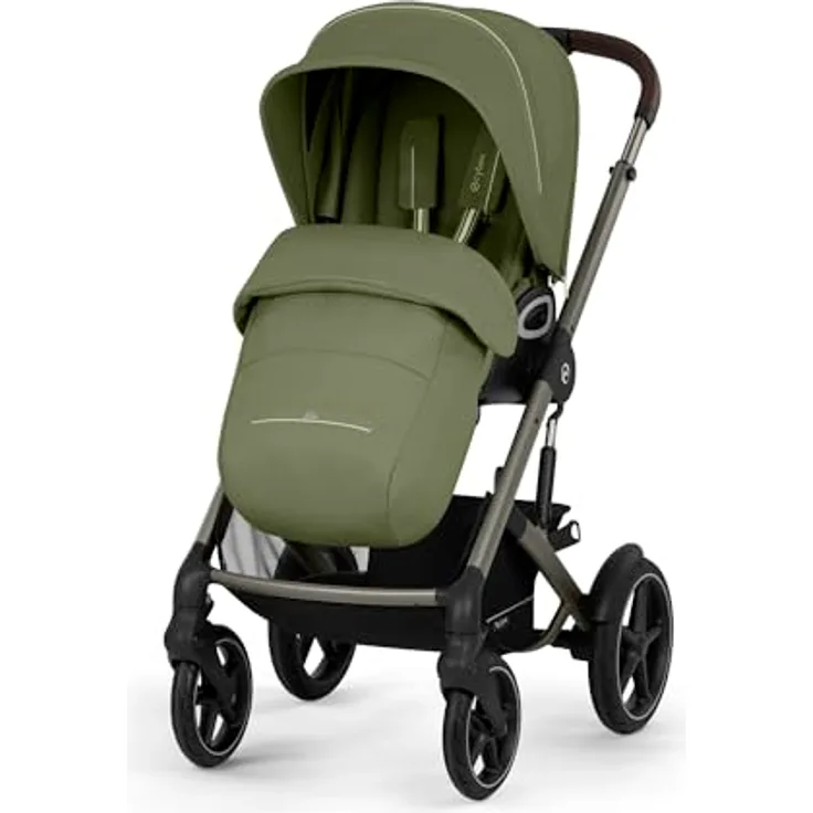 cybex Gold Kinderwagen Talos S LUX Tpe, Khaki, Kombikinderwagen mit 5-Punkte-Gurt, Federung, Einhand-Faltmechanismus, für Babyschale geeignet
