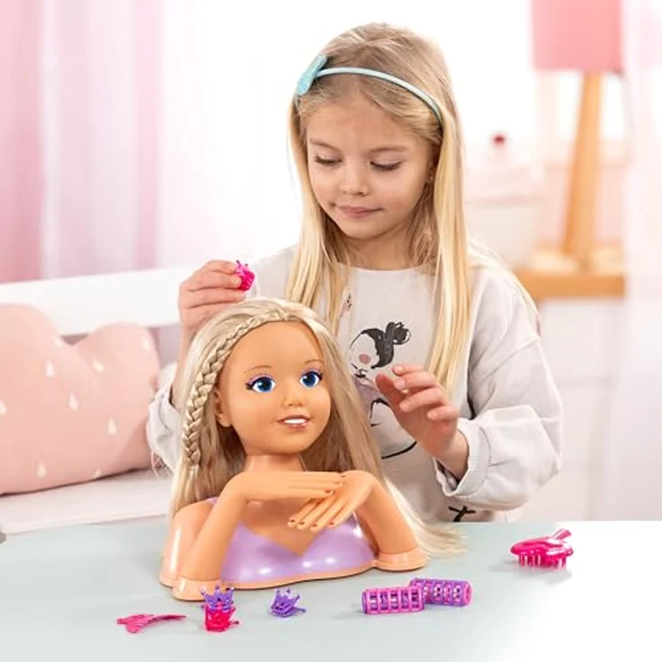 Bayer Frisier- & Schminkkopf, 25 cm, mit beweglichen Händen und Make-Up, Schminkkopf in liebevoller Gestaltung – Bild 4