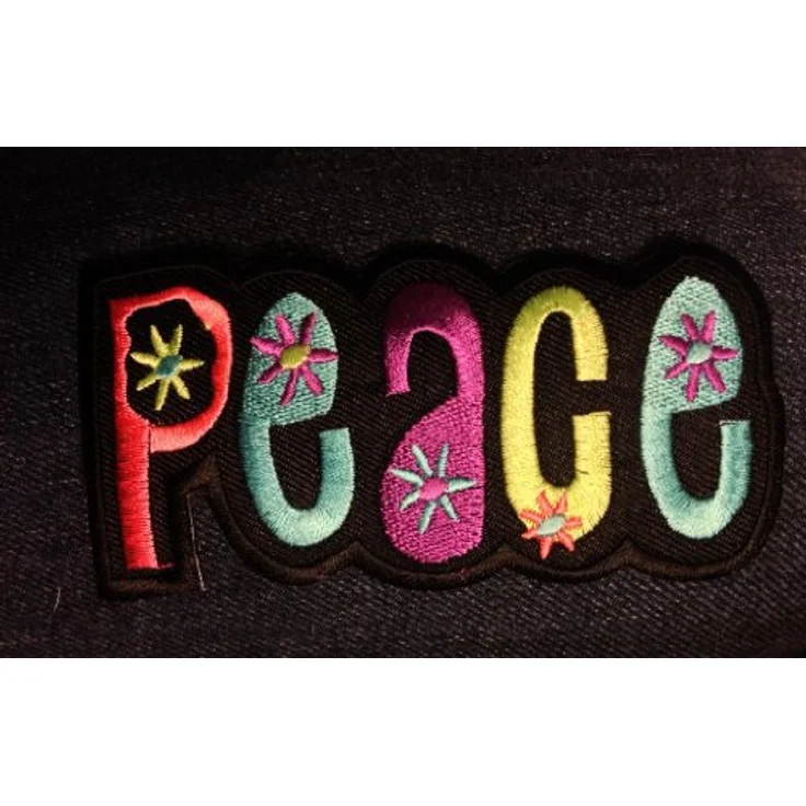 Peace Frieden Hippie - Aufnäher, Bügelbild, Aufbügler, Applikationen, Patches, Flicken, Zum Aufbügeln, Größe: 11 x 5.5 cm, Farbe:schwarz – Bild 3