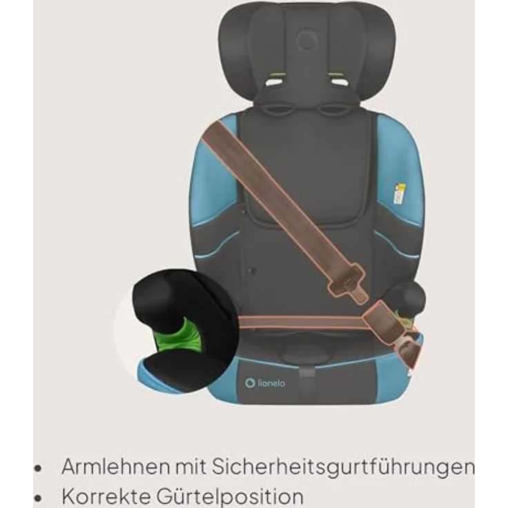 lionelo Autokindersitz LEVI FIX I-SIZE, 76-150 cm, mit Isofix, TopTether, Dri-Seat und verstellbarer Kopfstütze – Bild 4