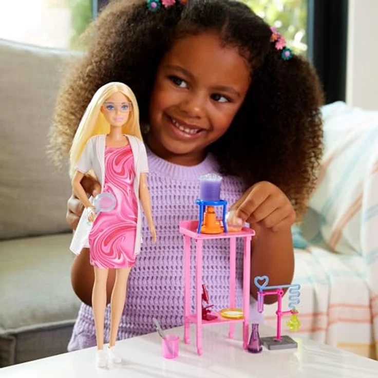 Barbie Anziehpuppe Barbie Deluxe Career: Wissenschaftlerin, mit Batik-Kleid und Laborkittel – Bild 2