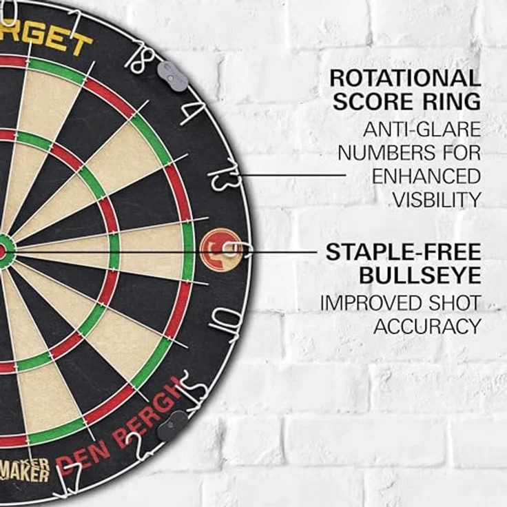 Target Darts Dimitri Van den Bergh Dartboard Set | Spieler-Edition mit 2 Steel-Dart-Sets, Wettkampfstandard Wurflinie, selbstheilendes Sisal-Dartboard – Bild 4