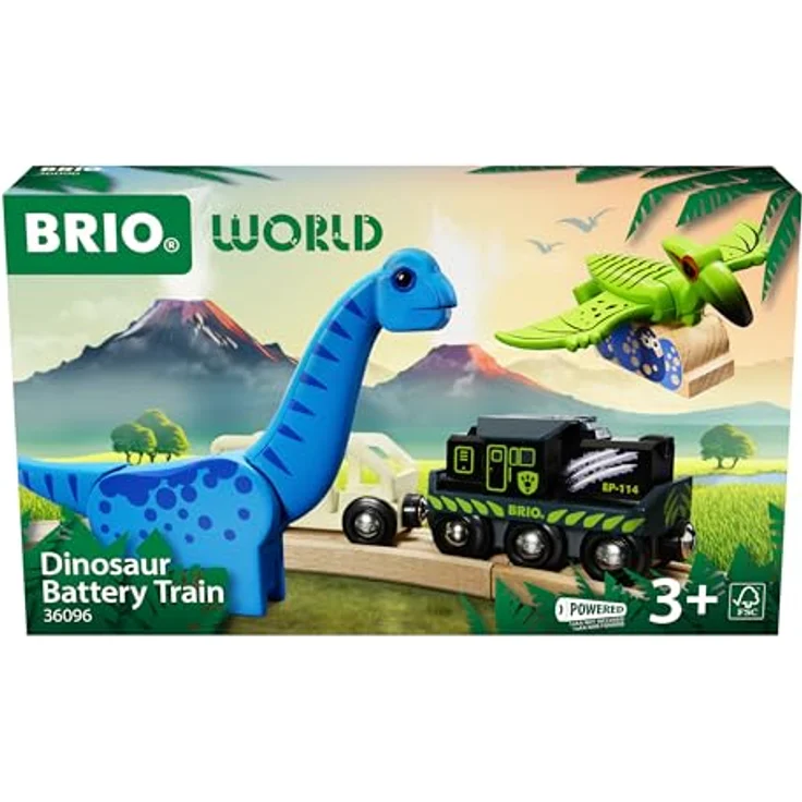 BRIO® Dinosaurier Batteriezug, 5-tlg. Spielzeug-Eisenbahn Set mit beweglichen Dinosaurierfiguren und Frontscheinwerfern, FSC® zertifiziert – Bild 10