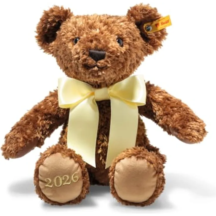 Steiff Cosy Jahresbär 2026, Plüschtier 34 cm, braun, handgefertigter Teddybär mit gestickter Jahreszahl und waschbar bei 30 °C