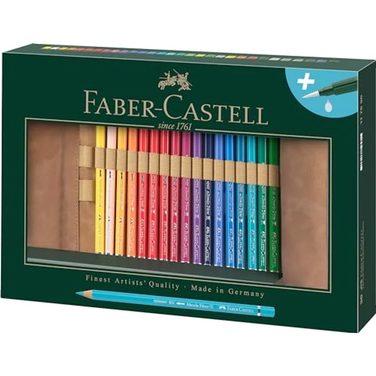 Faber-Castell 117530 - Aquarellstift Albrecht Dürer, 30 Stifte inklusive Stifterolle aus Kunstleder und Wassertankpinsel, hochwertige Pigmente, wasservermalbar – Bild 1