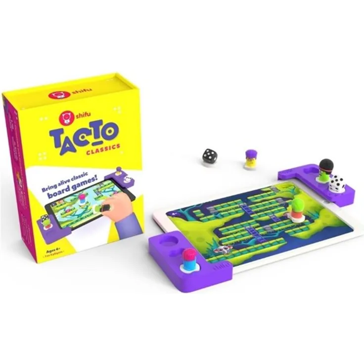 PlayShifu Shifu Tacto: Classics - Interaktives Brettspiel für 1-4 Spieler, unterstützt 8 Sprachen, mit 4 Figürinen und 2 Würfeln