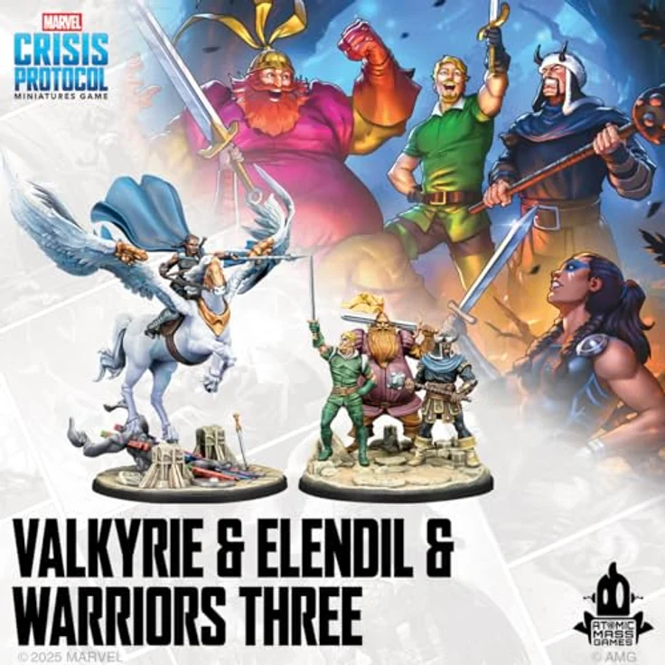 Atomic Mass Games Marvel Crisis Protocol - Valkyrie auf Elendil & Warriors Three, Brettspiel mit detailreichen Miniaturen und strategischen Teamtaktikkarten – Bild 5