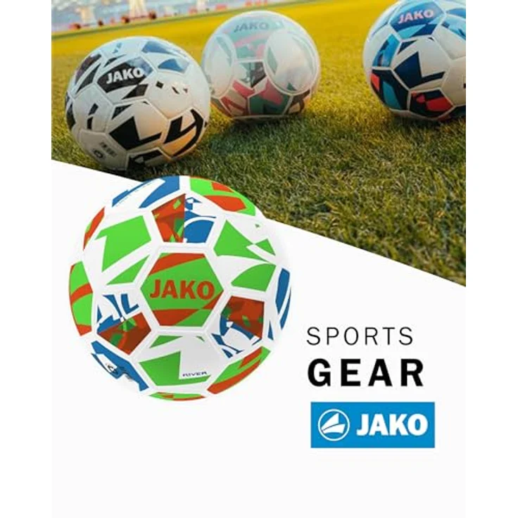 JAKO Lightball River, Fußball Größe 5, leichtes 32-Panel-Design, maschinengenäht, weiß/neongrün/Neonorange, 350g – Bild 2
