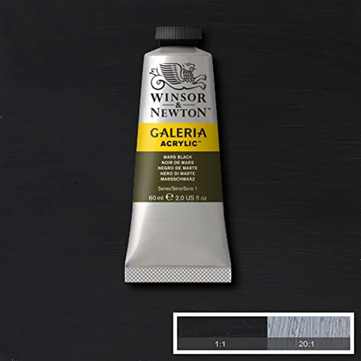 Winsor & Newton Galeria Acrylfarbe Marsschwarz, hohe Pigmentierung, lichtecht, buttrige Konsistenz, 60 ml Tube – Bild 2