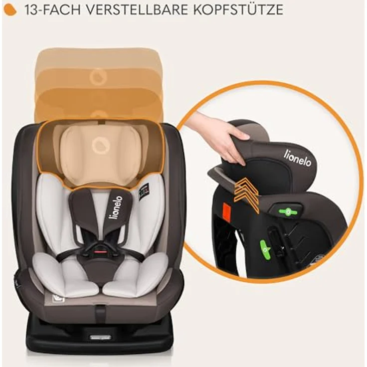 lionelo Autokindersitz AART I-SIZE, 4-in-1 Kindersitz mit Memory Foam, grün – Bild 6