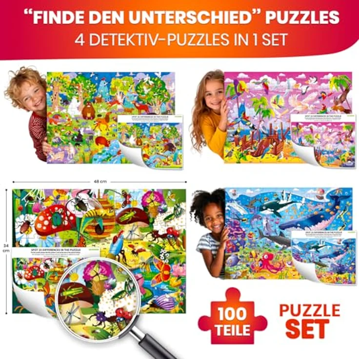 Boden Puzzle ab 4 5 6 Jahre – 3 große 100 Teile Spiele für Kleinkinder von Quokka – Spielzeug zum Lernen von Insekten Meeres- und Waldtieren – Geschenk für Jungen und Mädchen 7 8 – Bild 3