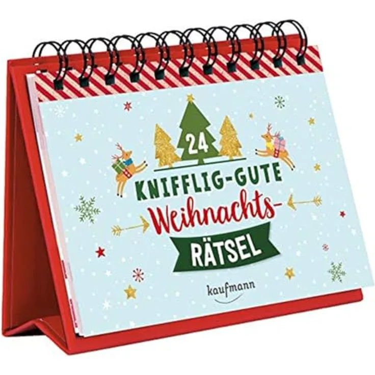 Kaufmann 24 knifflig-gute Weihnachtsrätsel, Adventskalender für Rätselfreunde mit verschiedenen Rätselarten, dekorativ gestaltet