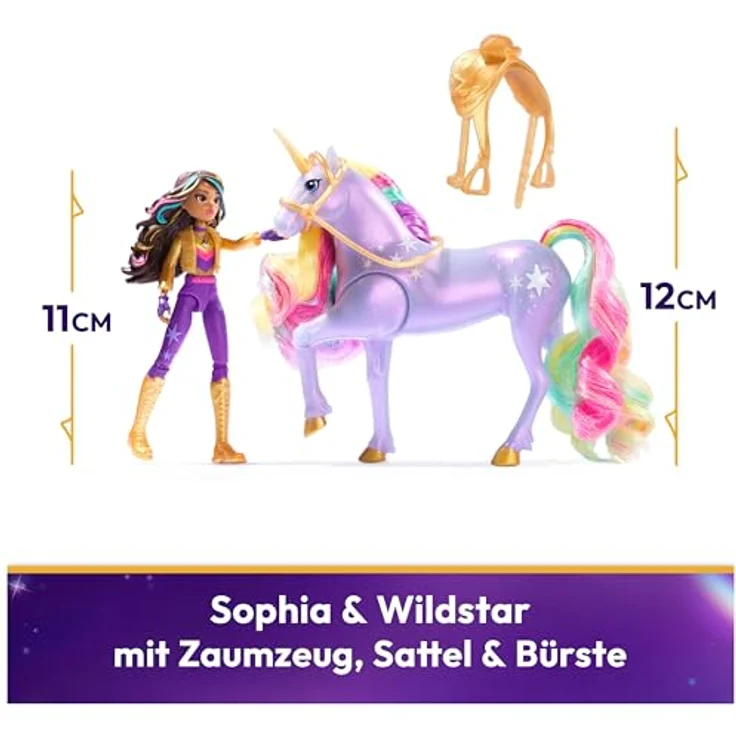 Spin Master Anziehpuppe Unicorn Academy - Small Doll & Unicorn - Sophia & Light Magic Wildstar, mit regenbogenfarbenem Sternenlicht-Projektor – Bild 2