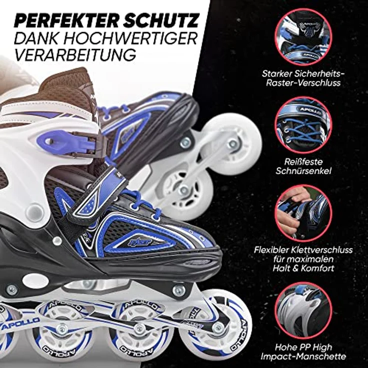 Apollo Super Blades | größenverstellbare Inliner für Kinder | Inliner Damen, Mädchen und Jungen passend in den Größen 31–42 | LED Inlineskates – Bild 4