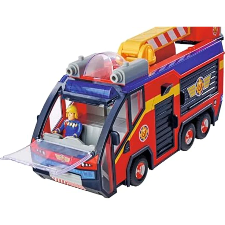 Simba Sam Jupiter, Feuerwehrlöschwagen mit ausziehbarer Leiter und Platz für Figuren – Bild 16
