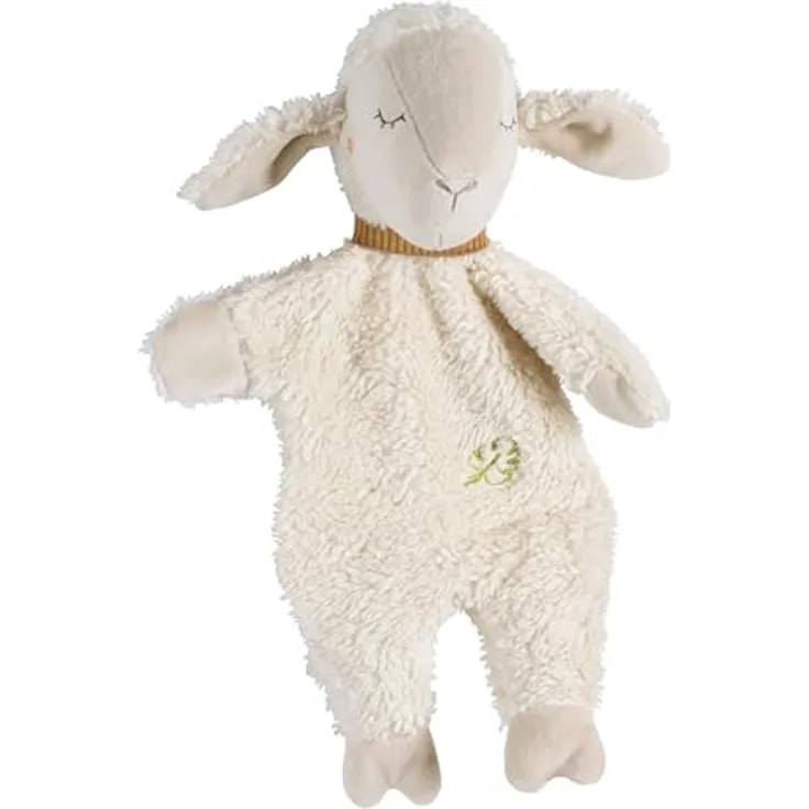 Fehn Handpuppe Schaf NATUR – Spielkamerad, Einschlafhilfe & Stofftier-Schnuffeltuch aus Bio-Baumwolle (kbA), 33 cm, für Babys ab 0+ Monaten