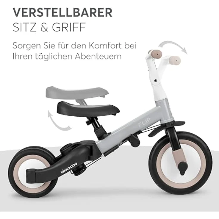 Kikkaboo Dreirad Flip 5 in 1, Stahlrahmen, rutschfeste Griffe, verstellbar, Kohlenstoffstahl, blau – Bild 9