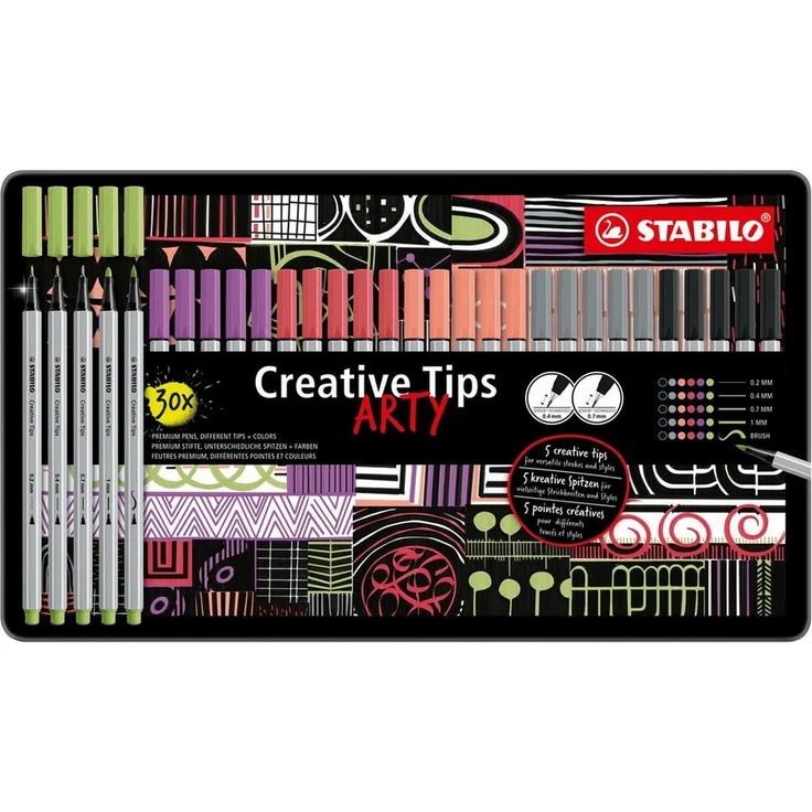 STABILO Filzstift STABILO Creative Tips ARTY Multiliner-Set - PASTEL - 30er Metalletui – Bild 1