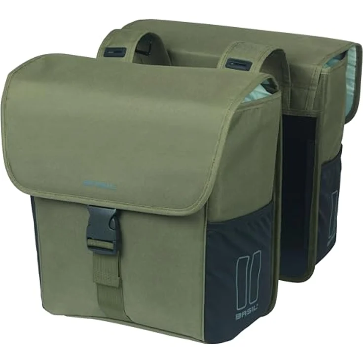 Basil Doppelpacktasche Go, dunkelgrün: Kinderfahrradtasche mit 32 Liter Volumen und Universal-Bridge-System – Bild 1