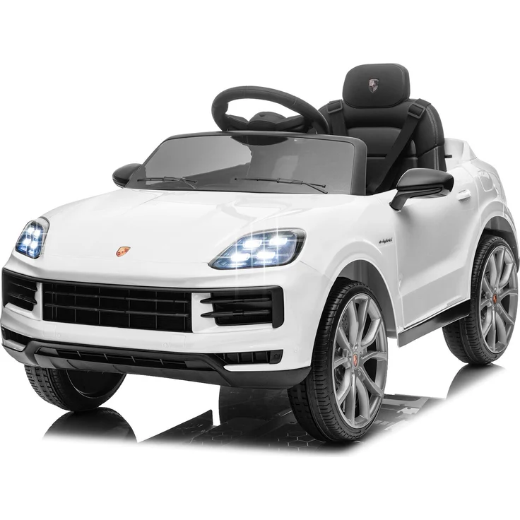FCH Porsche Cayenne Kinder Elektroauto 12V, elektrisch mit 2,4G-Fernbedienung, MP3-Audiosystem, LED-Leuchten, Farbe Weiss