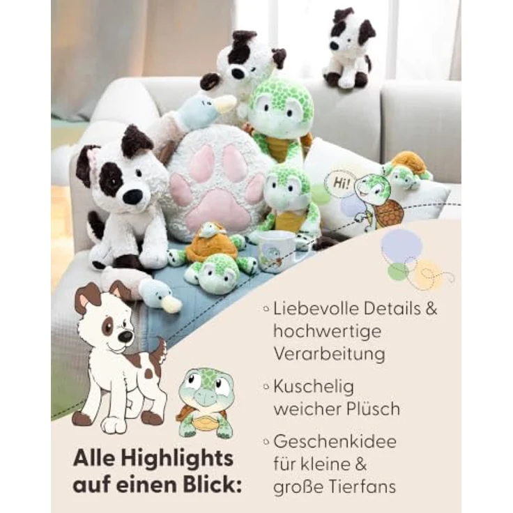 NICI Kuscheltier Schildkröte, 18 cm, mit braunem Plüschpanzer und süßer Bauchtasche, grün, 63066 – Bild 4