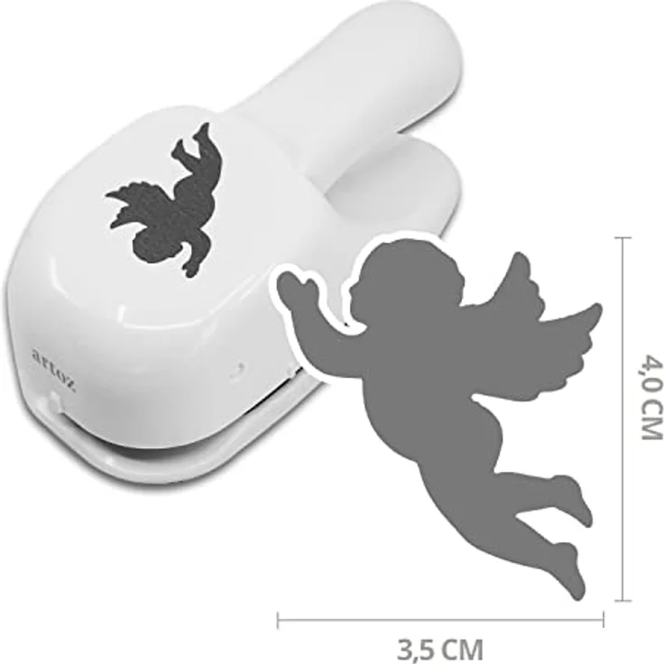 ARTOZ Stanzer - Engel, 5 cm - Papierstanzer, Locher, Motivstanzer für Weihnachten, Hochzeit, Taufe - Lochstanzer mit Putto Motiv, geeignet bis 220 g/m² – Bild 4
