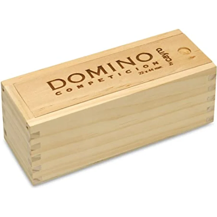Cayro Domino Competicion, Legespiel mit Holzkiste und goldenen Mitteldetails, für 2-4 Spieler, geeignet für Kinder und Erwachsene – Bild 1