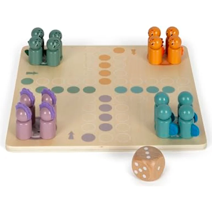 Small Foot Ludo „Dino“, Gesellschaftsspiel aus FSC® 100%-zertifiziertem Holz, Brettspiel für Kinder ab 4 Jahren – Bild 2