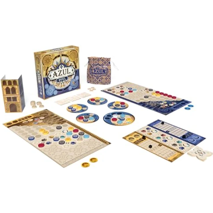 Enigma Azul Duel (Nordic), strategisches Brettspiel für 2 Spieler mit eleganter Fliesenanordnung und Tag-Nacht-Thematik – Bild 3