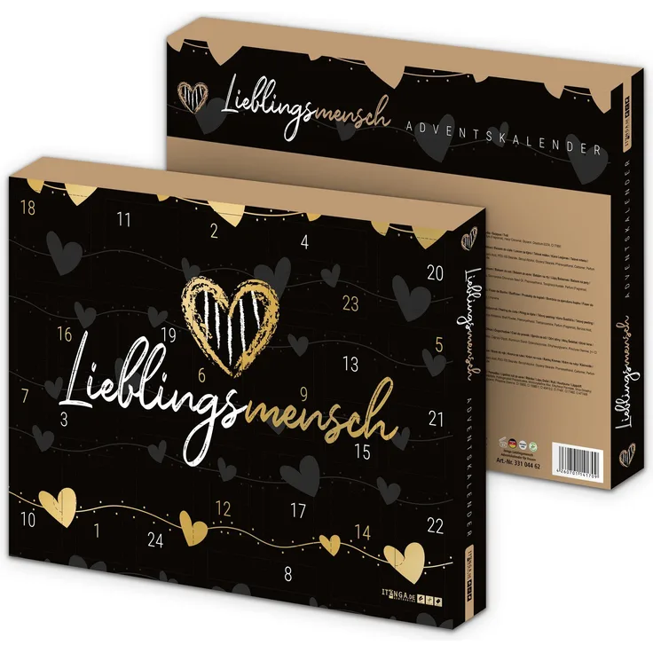itenga Adventskalender Lieblingsmensch, Motiv: Lieblingsmensch, 24 Überraschungen - jeden Tag eine neue, zum Aufhängen