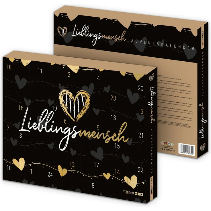 itenga Adventskalender Lieblingsmensch, Motiv: Lieblingsmensch, 24 Überraschungen - jeden Tag eine neue, zum Aufhängen – Bild 1
