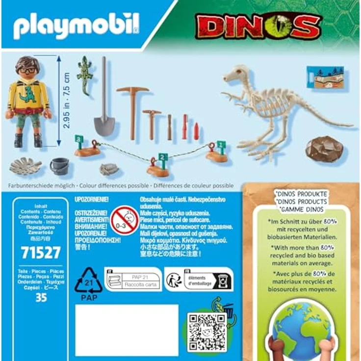 Playmobil® Konstruktions-Spielset Ausgrabungsstätte mit Dino-Skelett (71527), Dinos, (35 St), Made in Europe – Bild 4