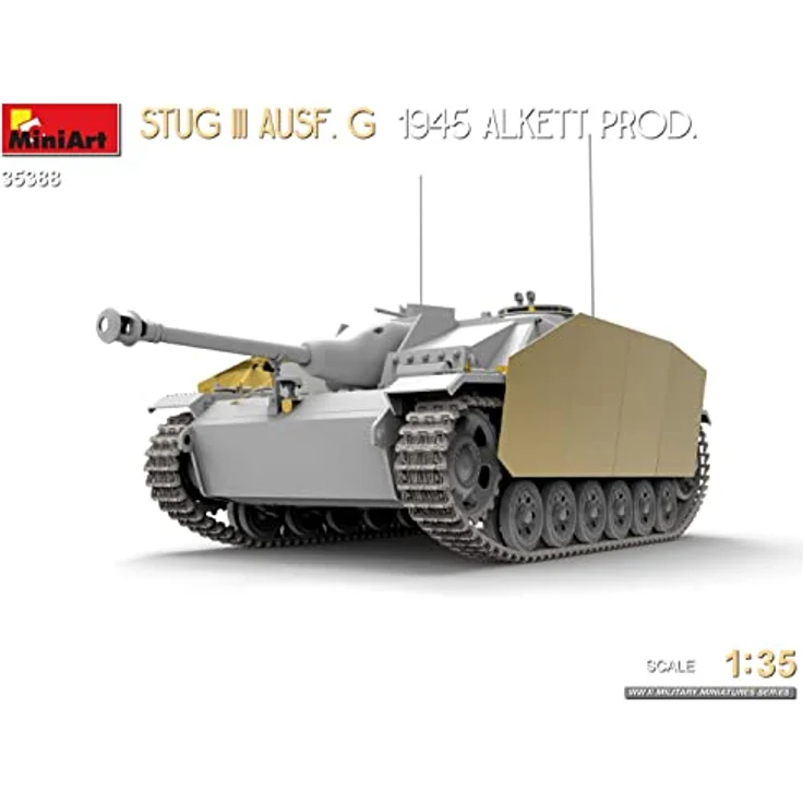 Mini art StuG III Ausf. G 1945 Alkett Prod., Modellfahrzeug im Maßstab 1:35 mit beweglichen Winterkettengliedern und detailgetreuen Photoätzteilen – Bild 6