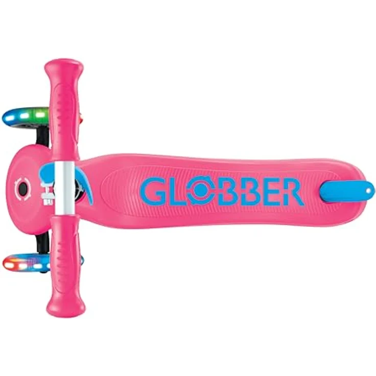 GLOBBER PRIMO PLUS LIGHTS – Tretroller für Kinder, 3-rädrig, höhenverstellbar, LED-Leuchtrollen, pink, ABEC 9 Kugellager – Bild 6